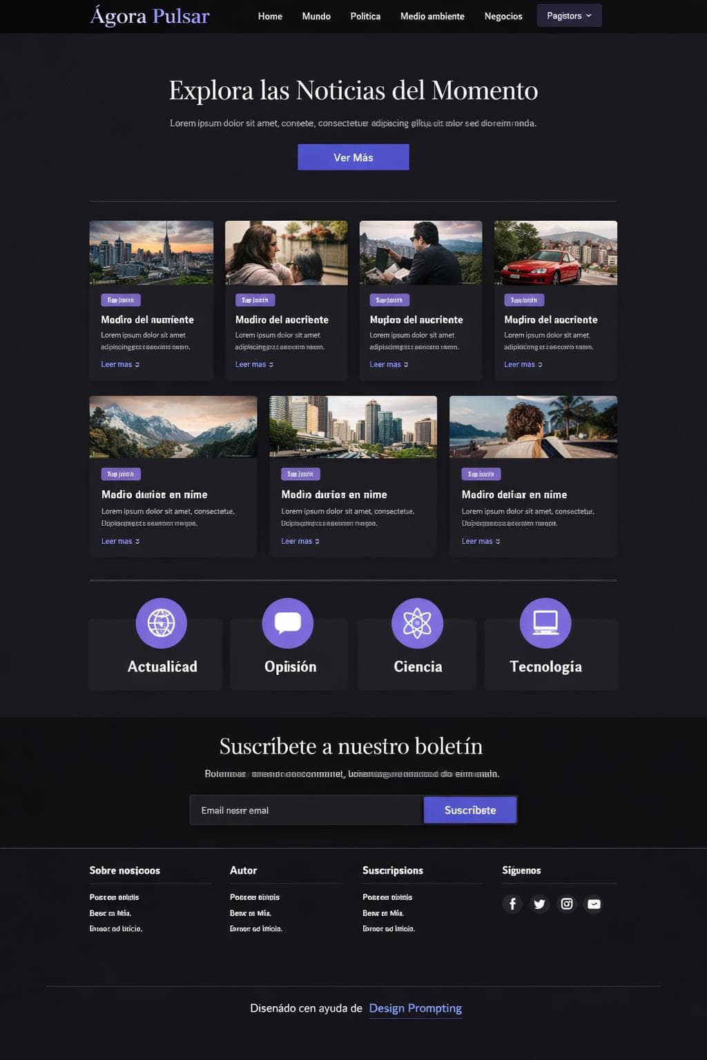 Ágora Pulsar — vista previa del theme