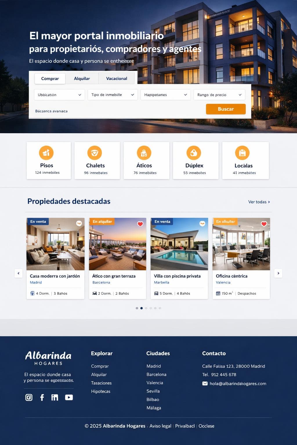 Albarinda Hogares — vista previa del theme