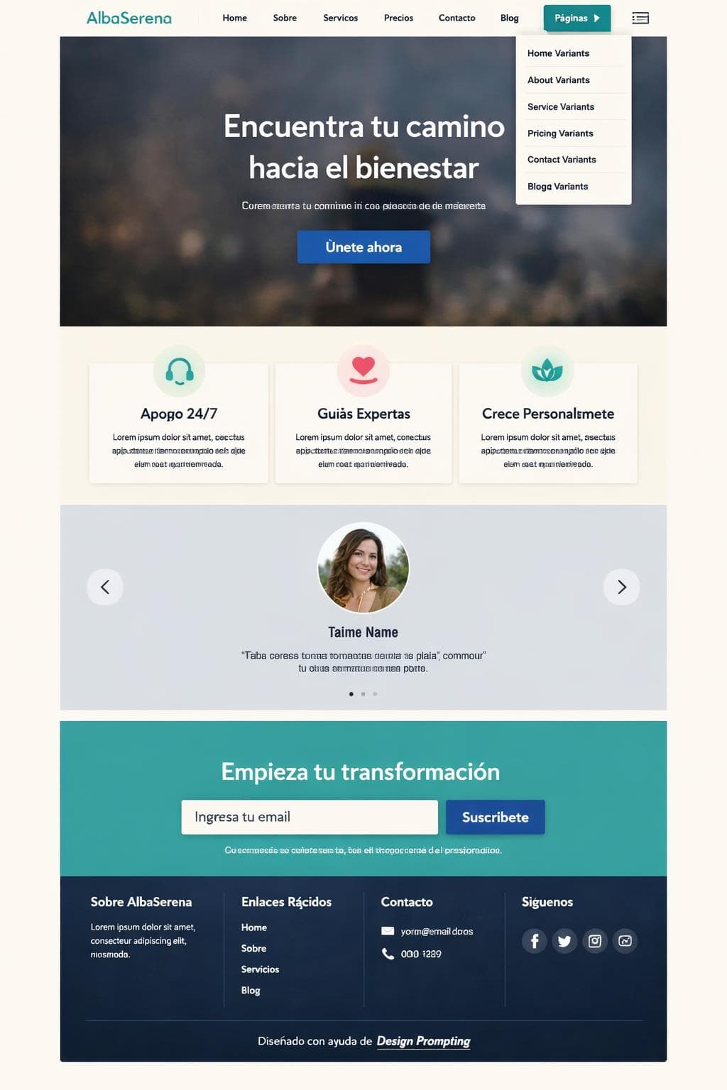 AlbaSerena — vista previa del theme