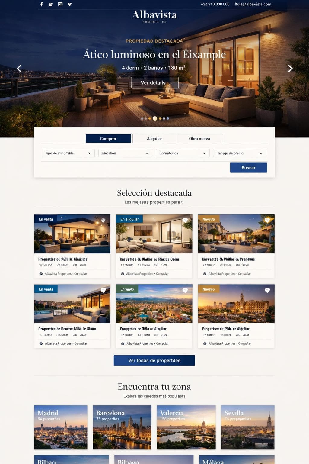 Albavista Properties — vista previa del theme