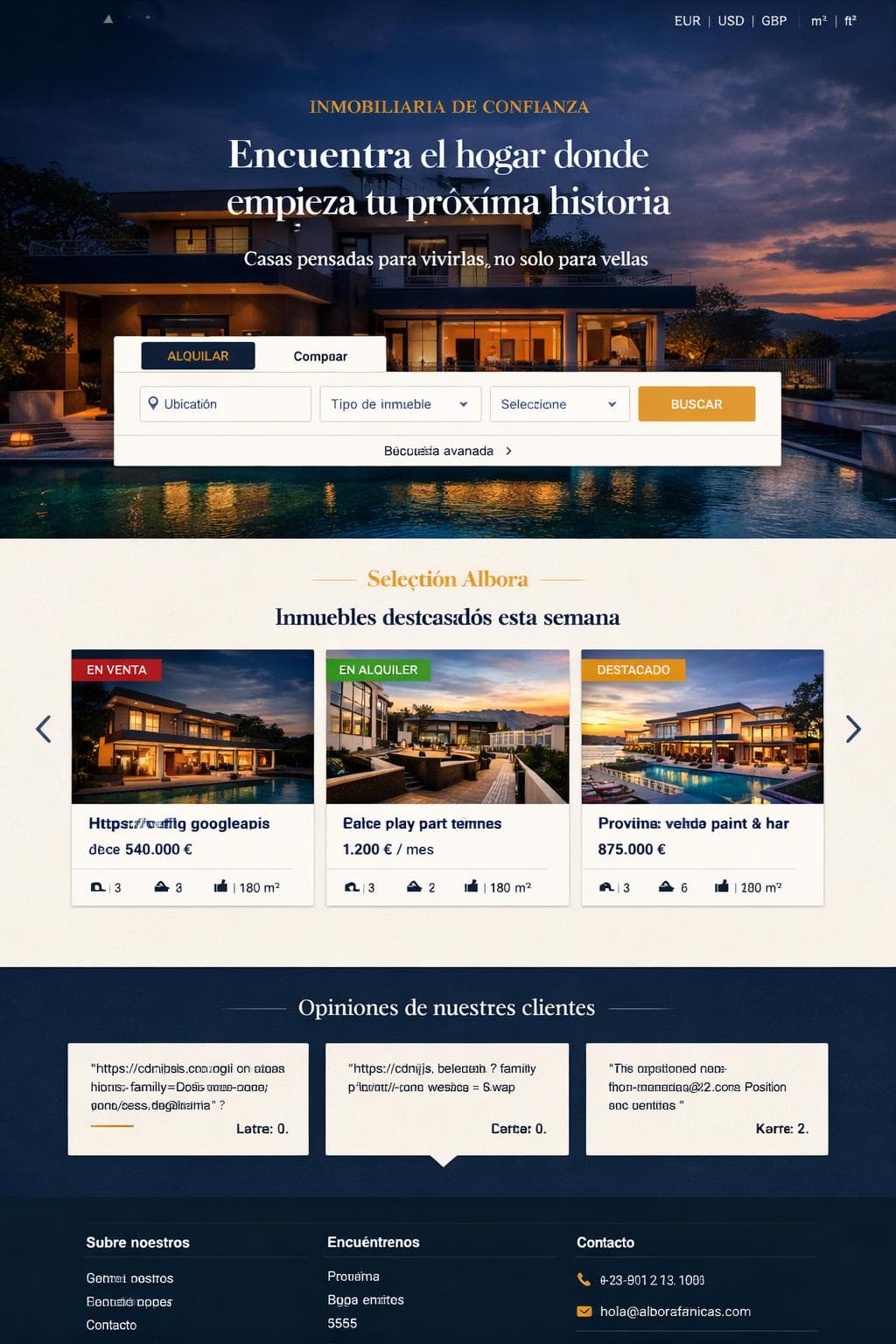 Albora Fincas — vista previa del theme