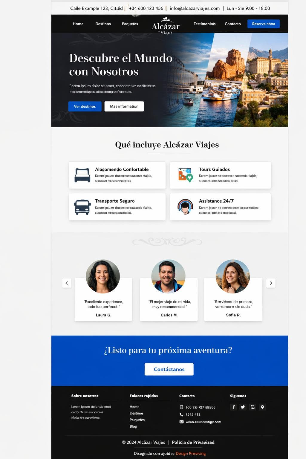 Alcázar Viajes — vista previa del theme
