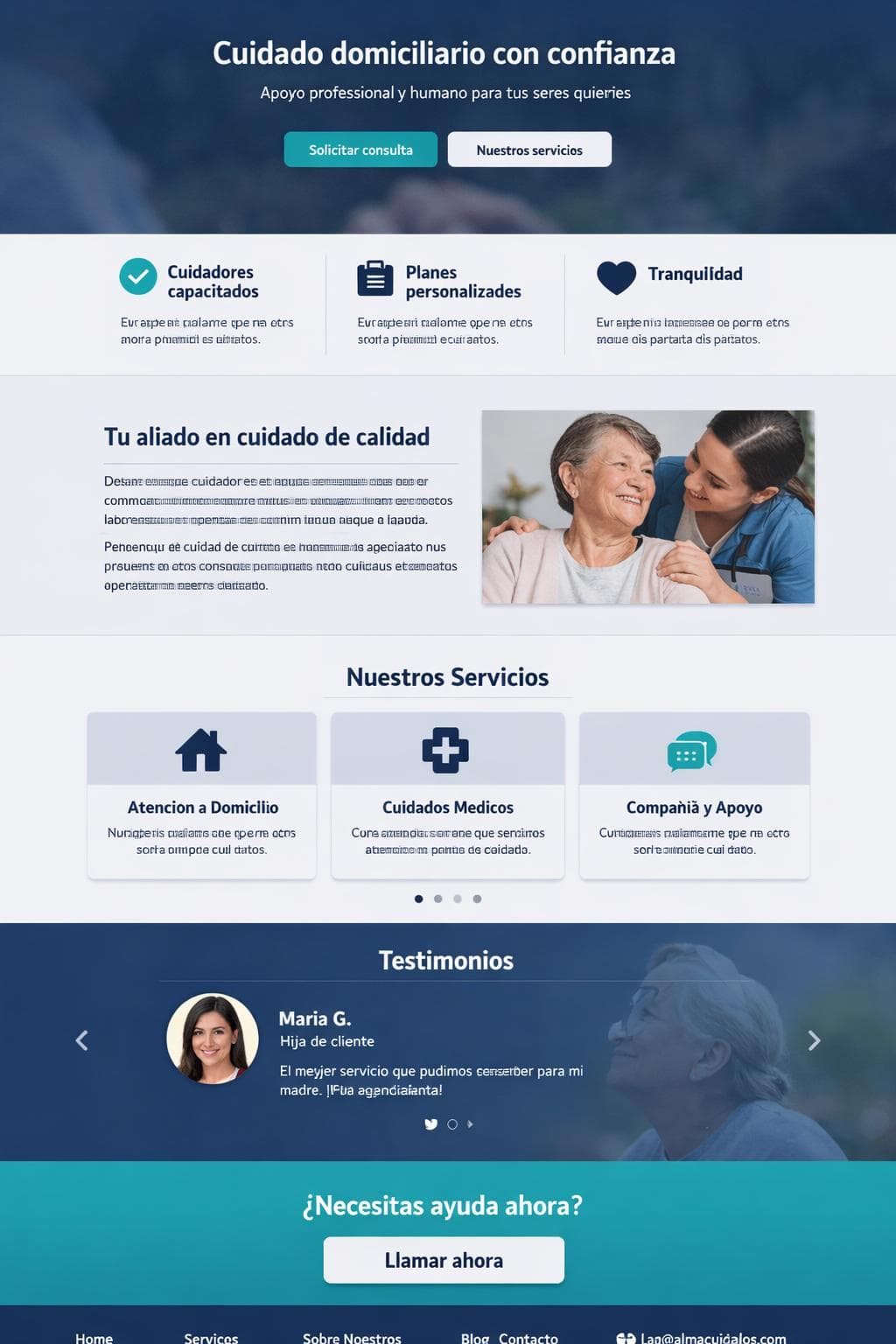 AlmaCuidados — vista previa del theme