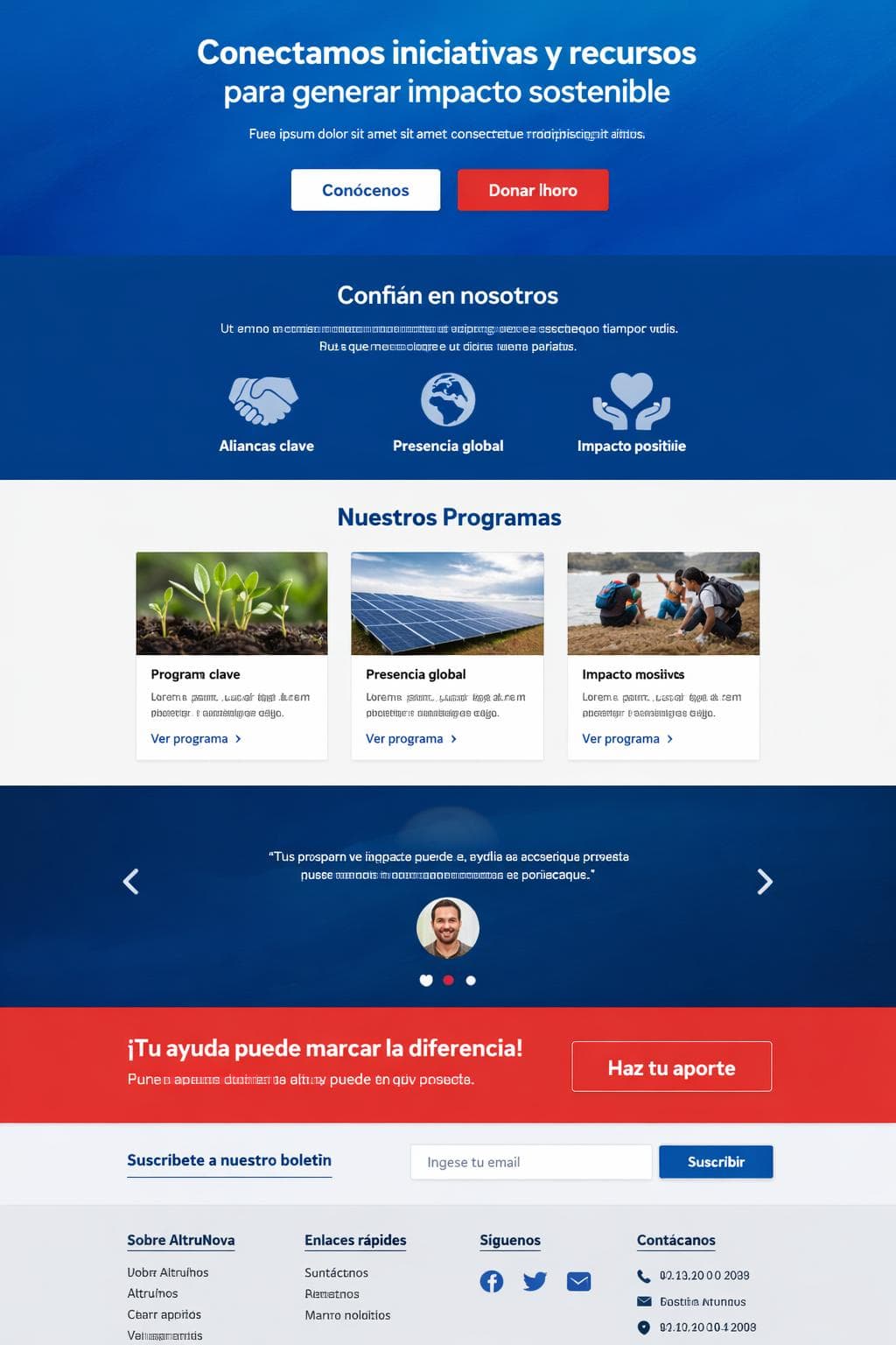 AltruNova — vista previa del theme