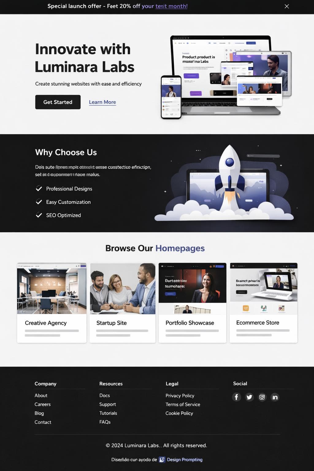App Orion — vista previa del theme
