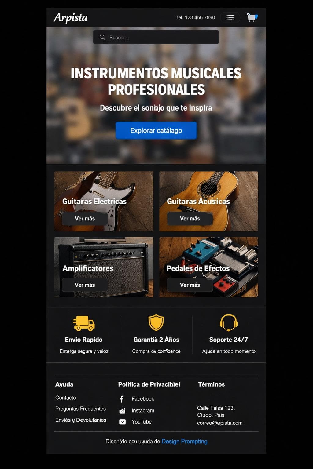 Arpista — vista previa del theme