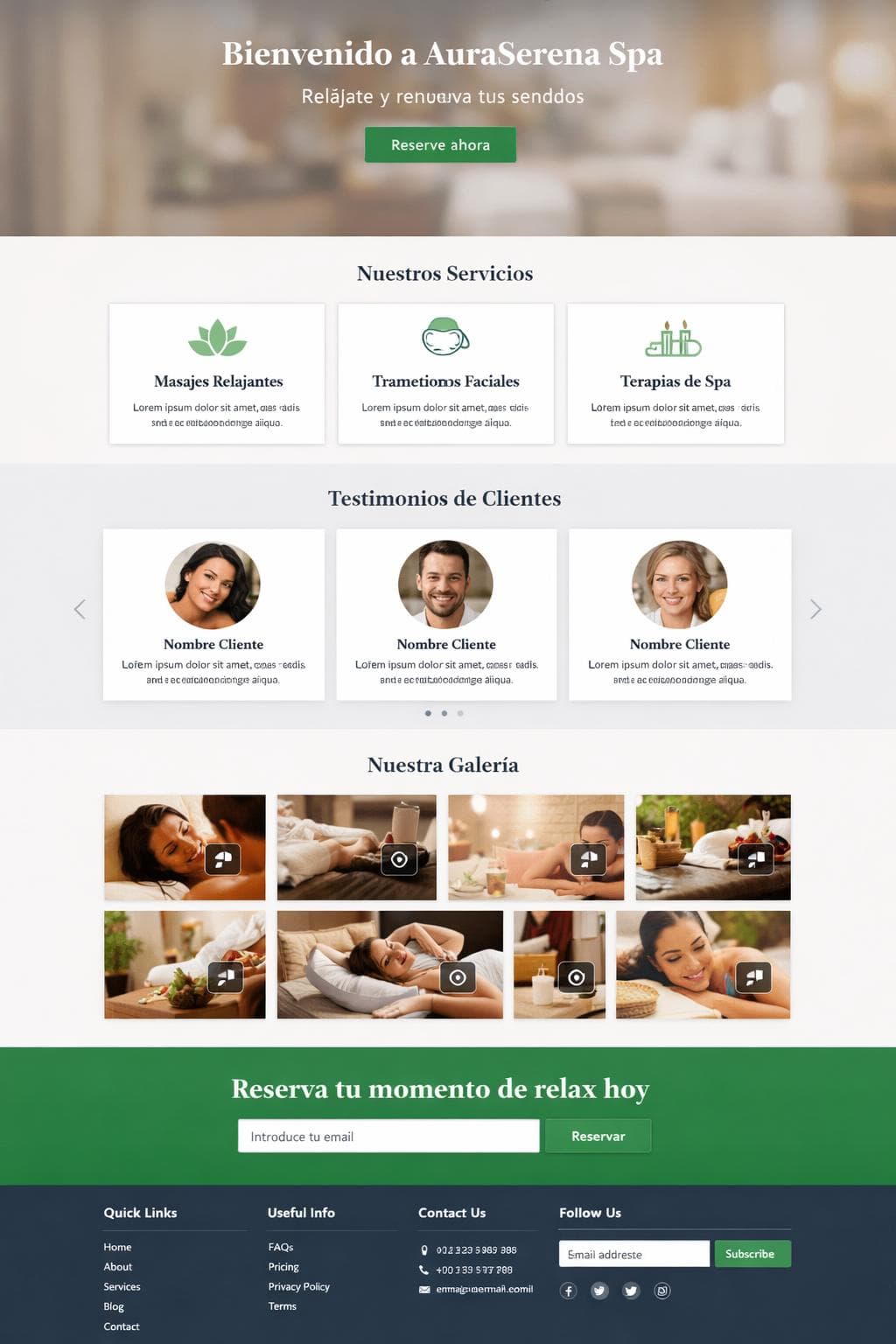 AuraSerena Spa — vista previa del theme