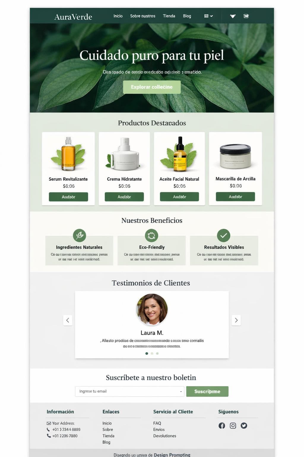 AuraVerde — vista previa del theme