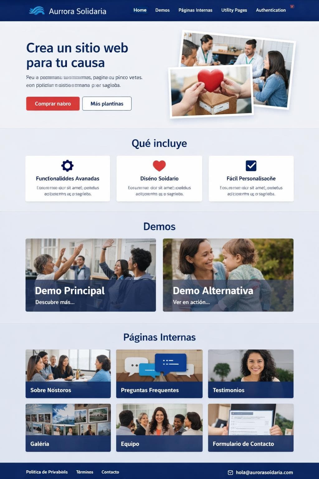 Aurora Solidaria — vista previa del theme