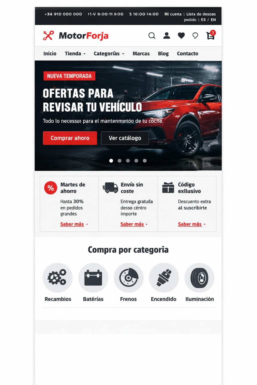 Auto Vega — vista previa del theme