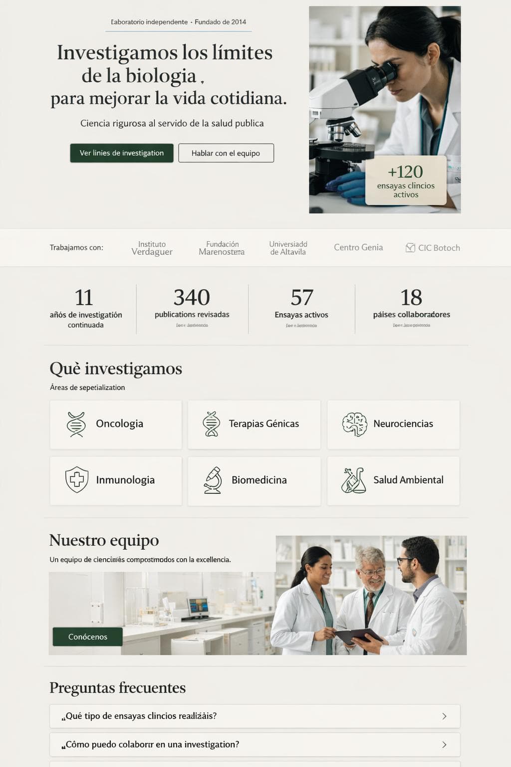 Biolumen Research — vista previa del theme