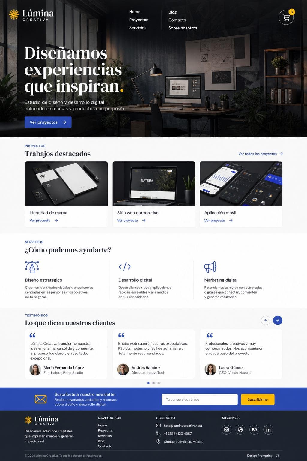 Blog Lúmina — vista previa del theme
