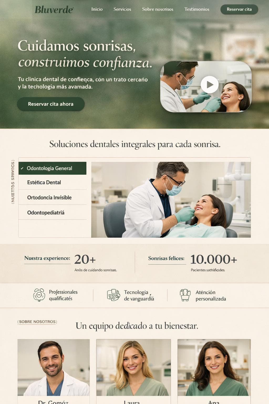 Bluverde Clínica Dental — vista previa del theme
