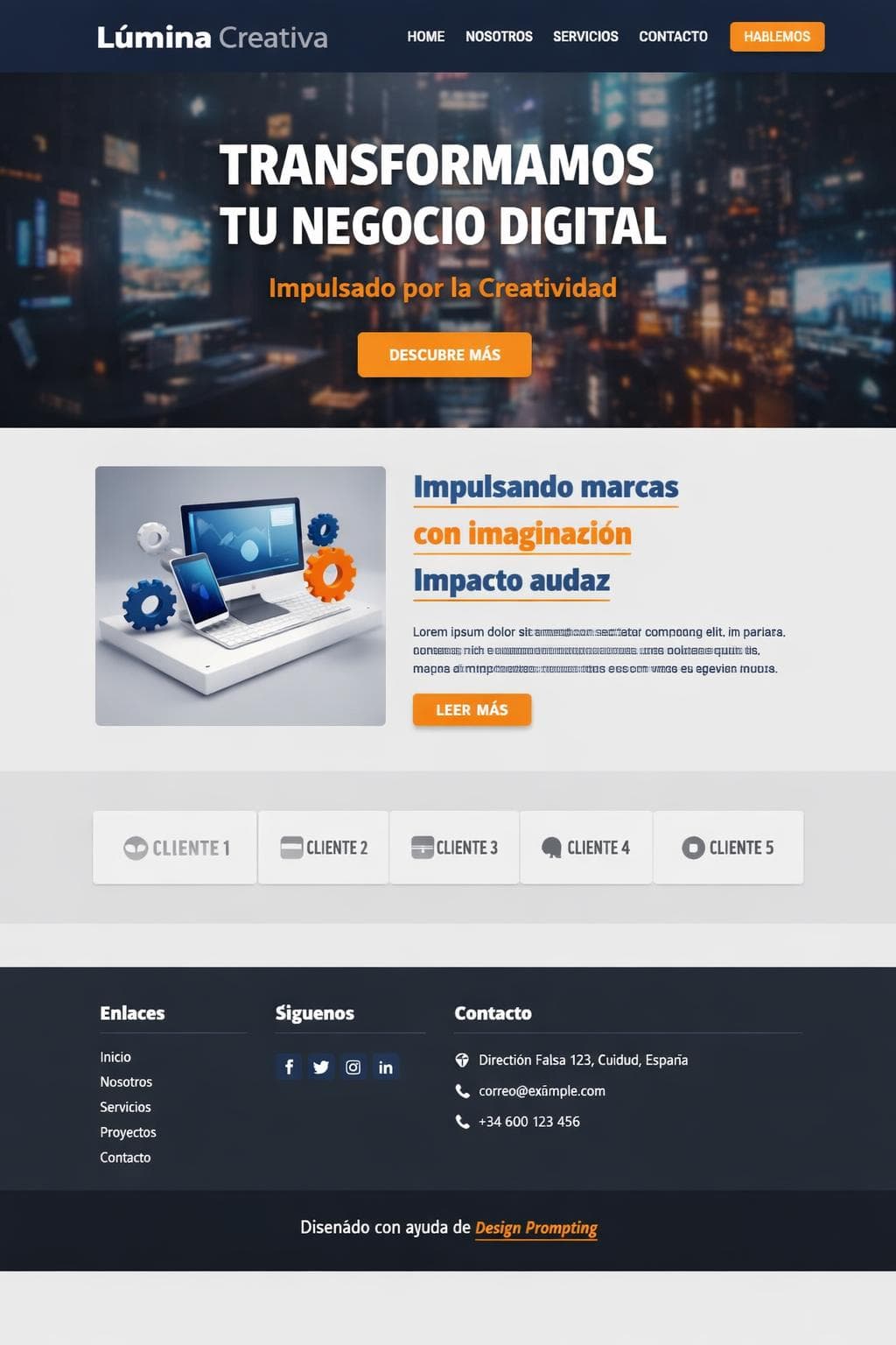 Branding Lúmina — vista previa del theme