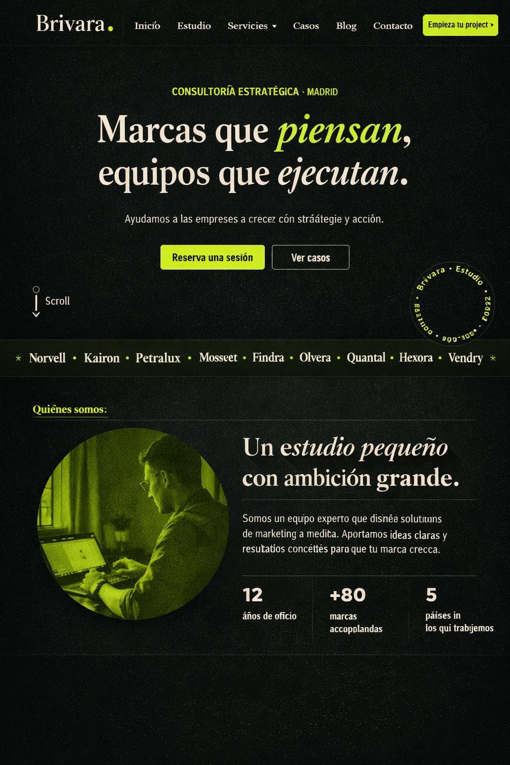 Brivara Studio — vista previa del theme