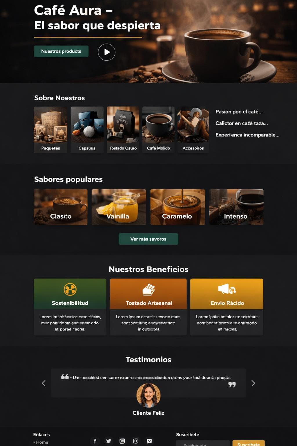 CaféAura — vista previa del theme
