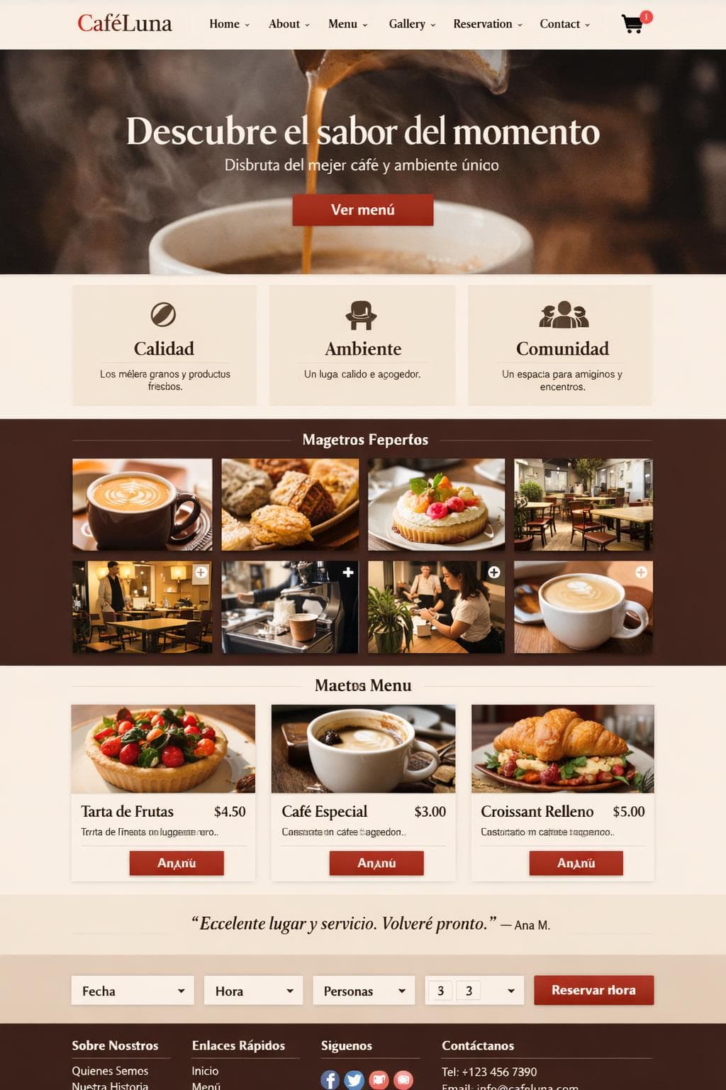 CaféLuna — vista previa del theme