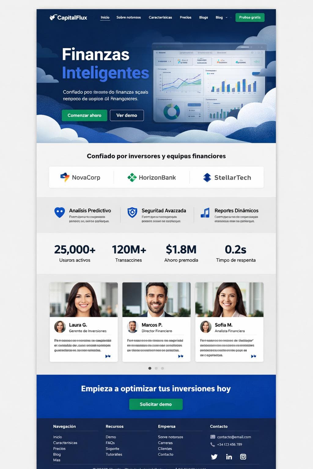 CapitalFlux — vista previa del theme