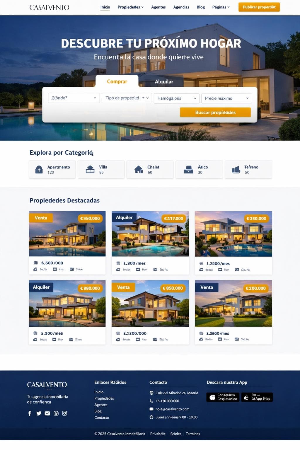 Casalvento Inmobiliaria — vista previa del theme