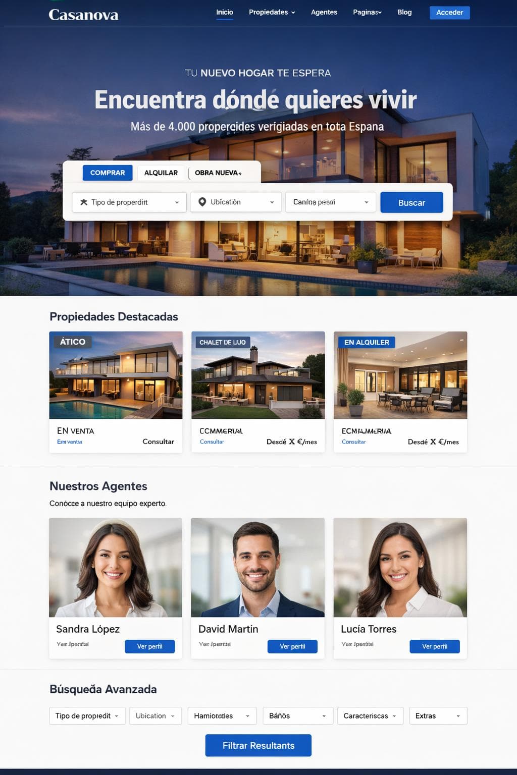 Casanova Inmuebles — vista previa del theme