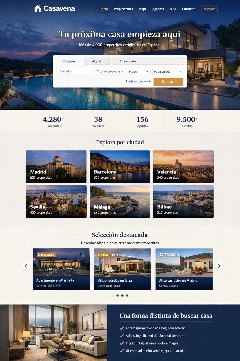 Casavena Estates — vista previa del theme