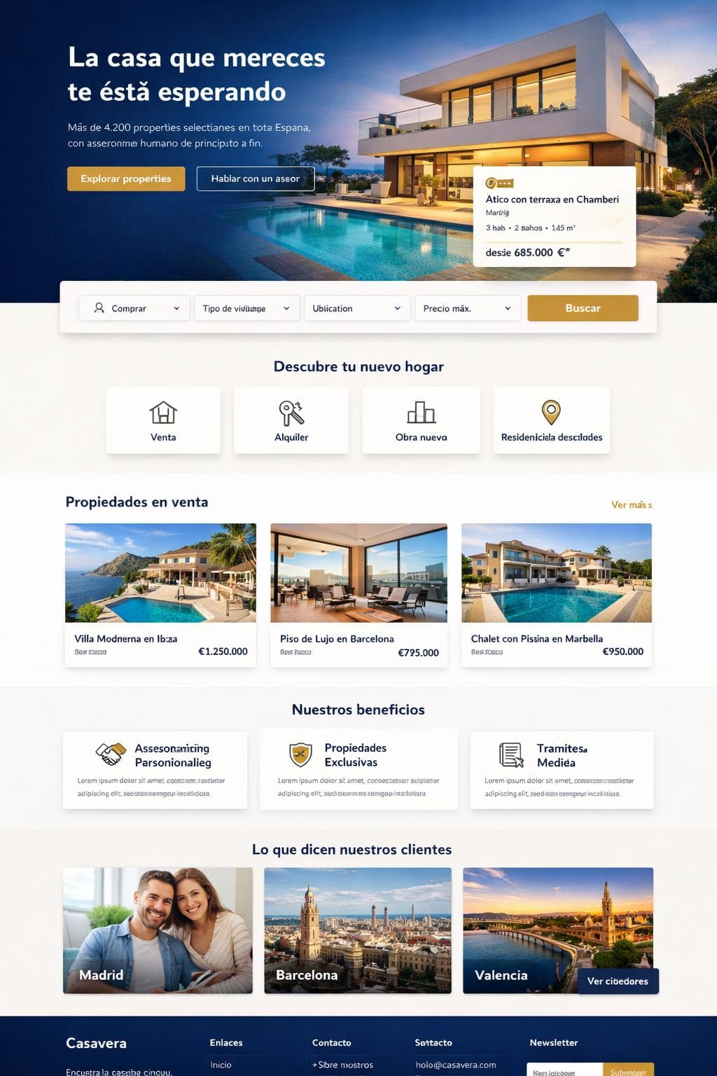 Casavera Inmuebles — vista previa del theme
