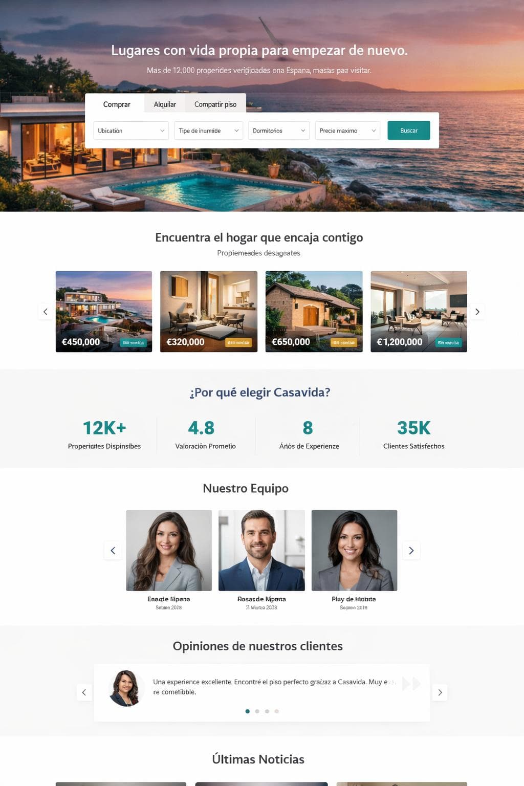 Casavida Inmuebles — vista previa del theme
