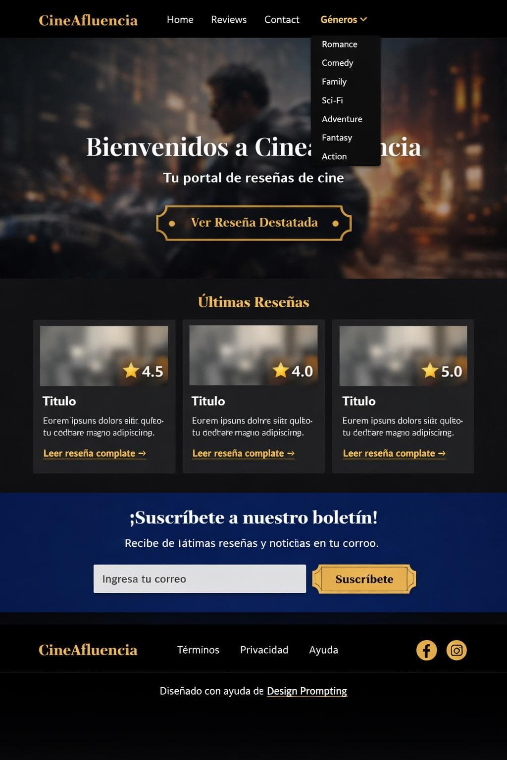 CineAfluencia — vista previa del theme