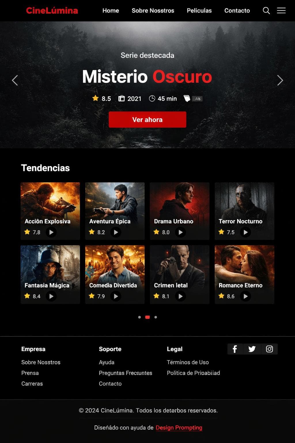 CineLúmina — vista previa del theme