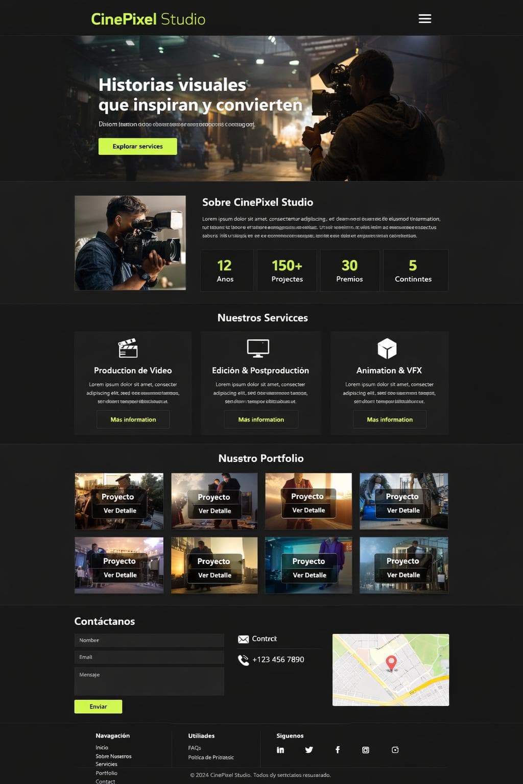 CinePixel Studio — vista previa del theme