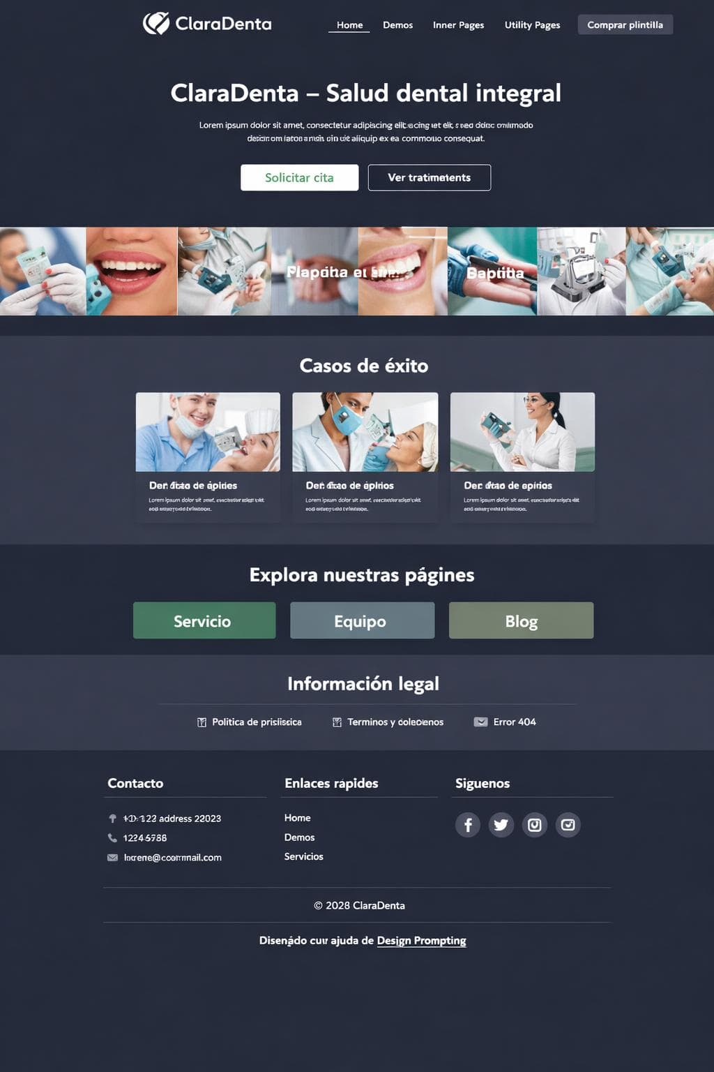 ClaraDenta — vista previa del theme
