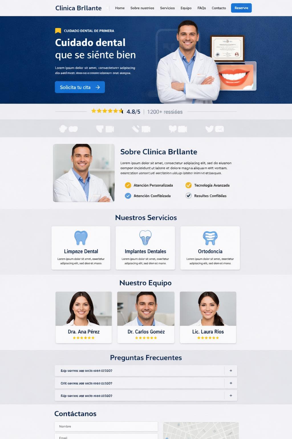 Clínica Brillante — vista previa del theme