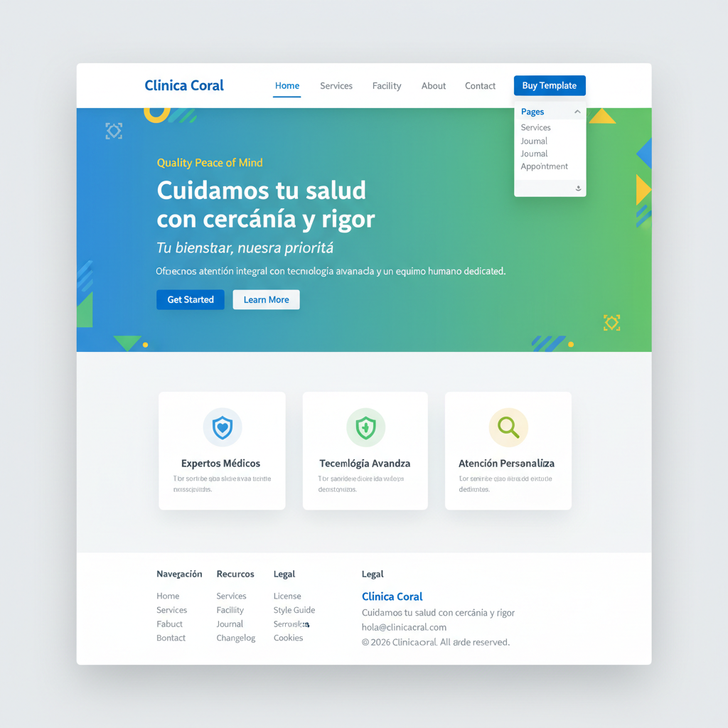 Clínica Coral — vista previa del theme