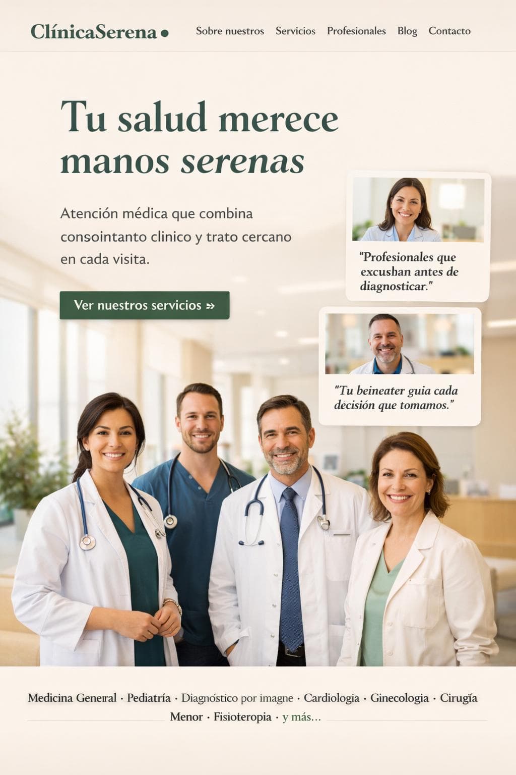 ClínicaSerena Salud — vista previa del theme