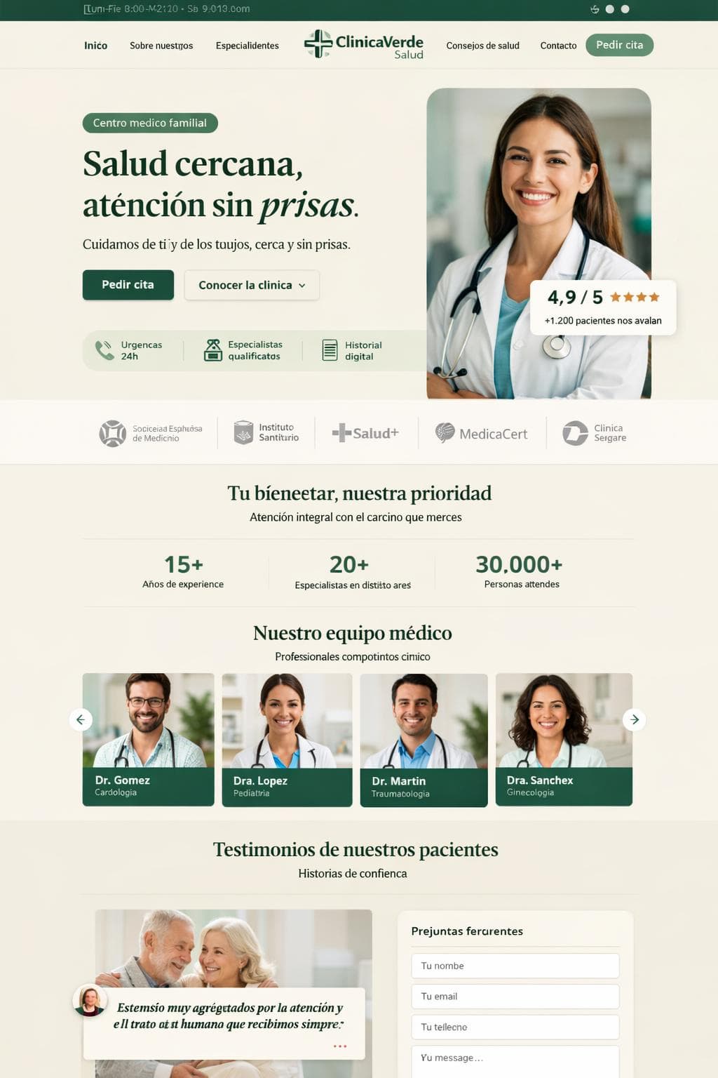 ClínicaVerde Salud — vista previa del theme