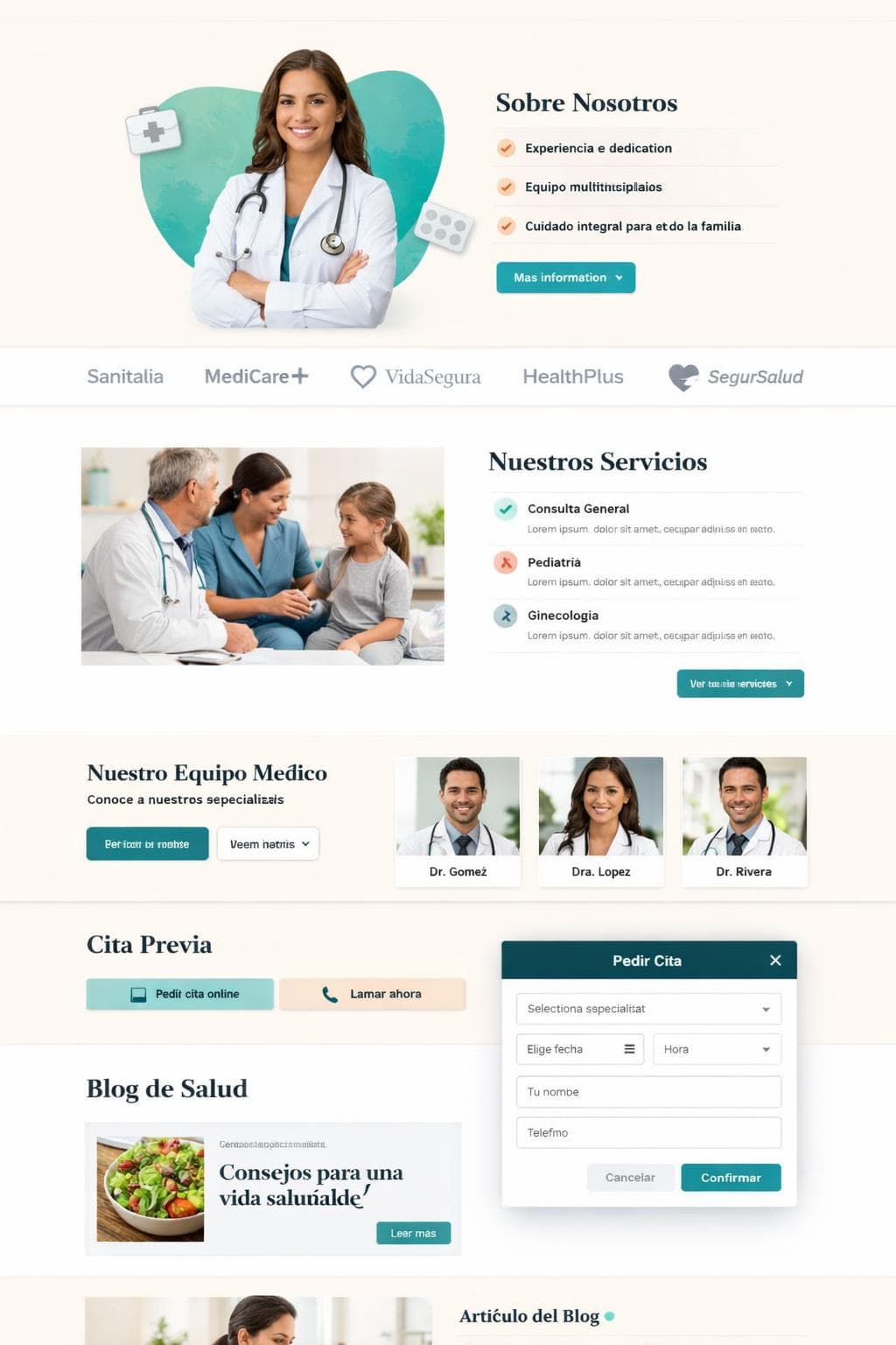 ClíniVera Salud — vista previa del theme