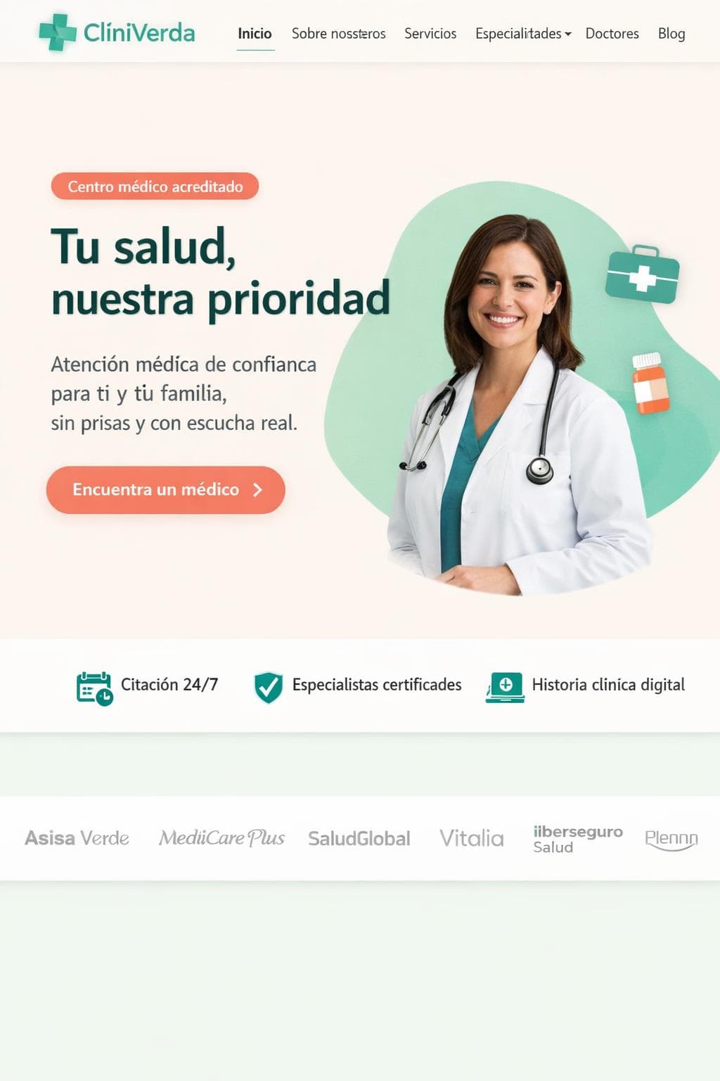ClíniVerda Salud — vista previa del theme