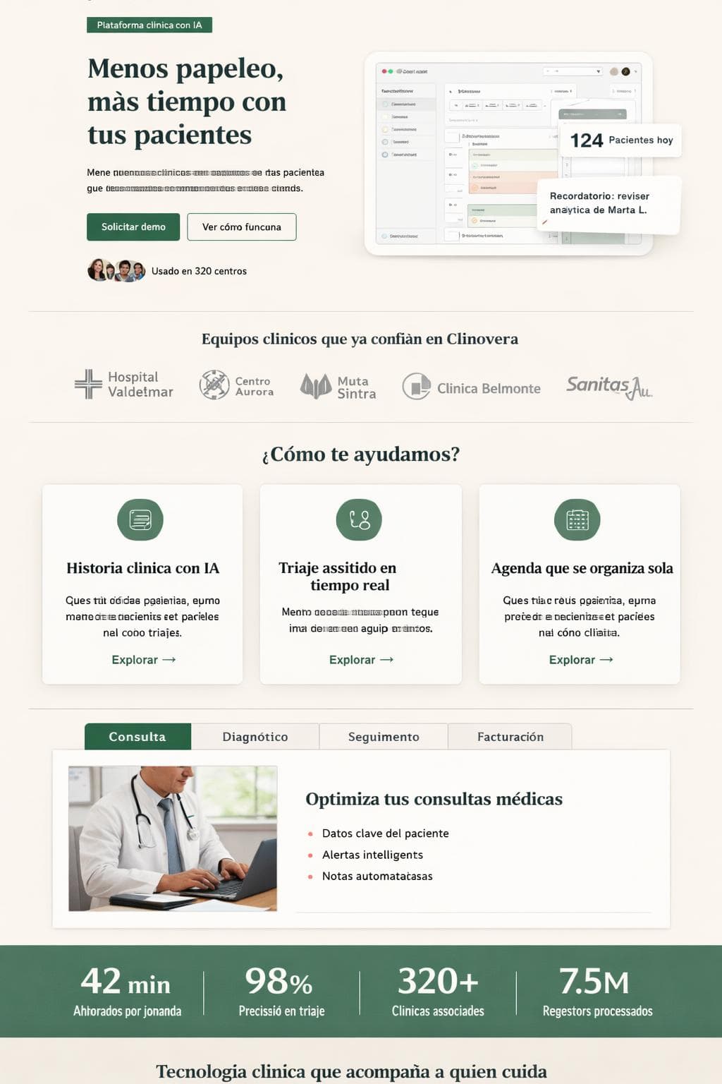 Clinovera Health — vista previa del theme