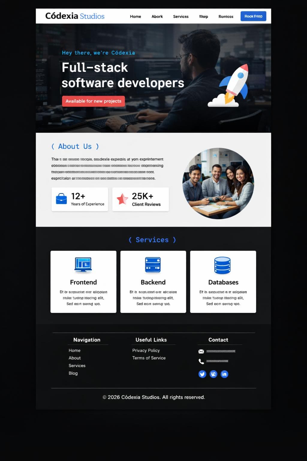 Códexia Studios — vista previa del theme