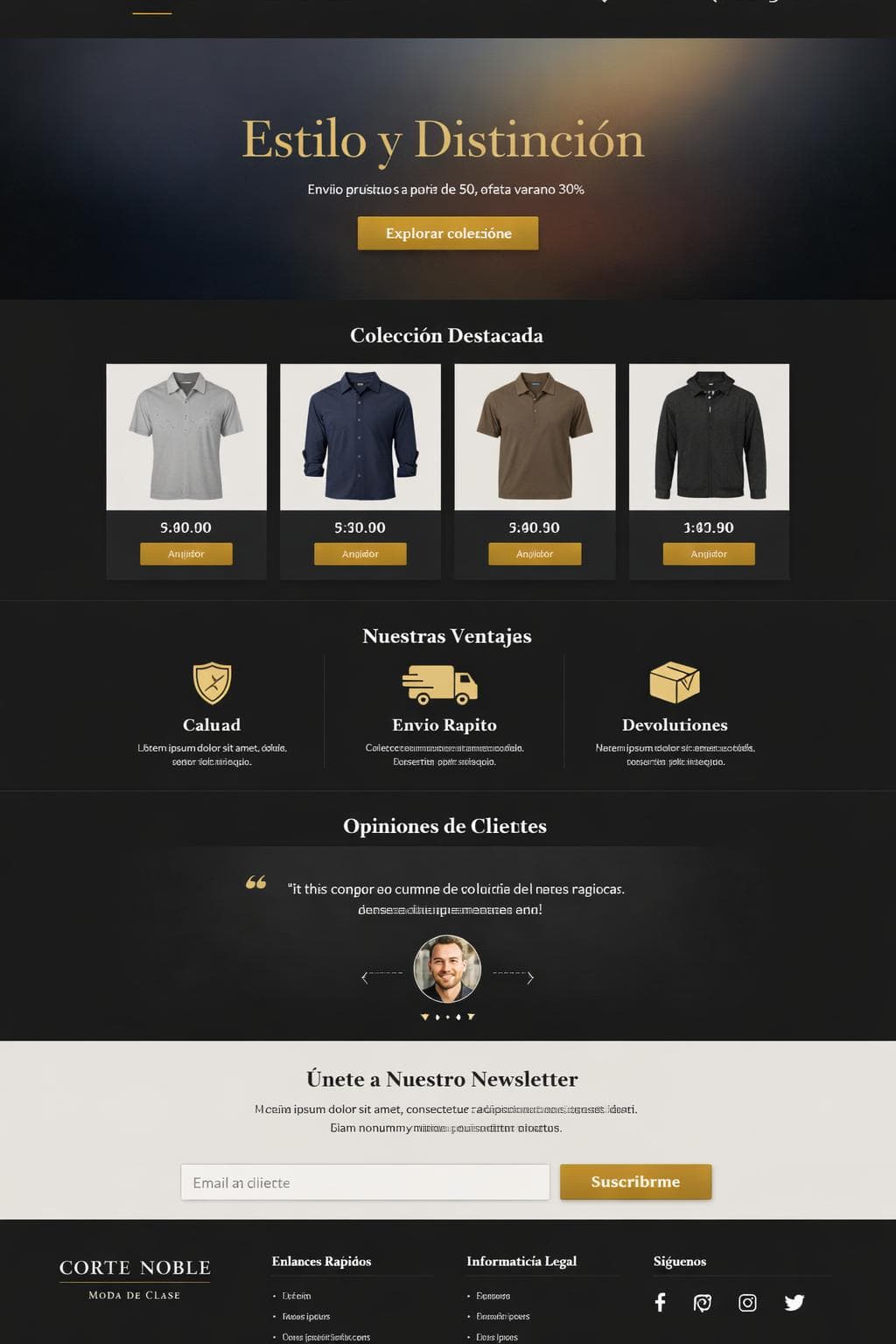 Corte Noble — vista previa del theme