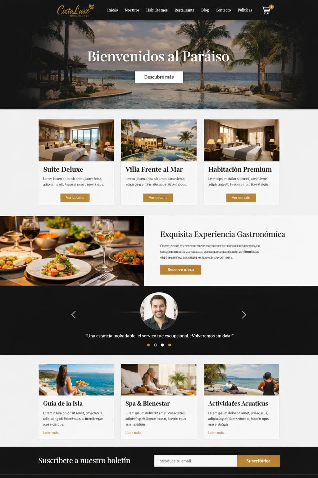 CostaLuxe Resorts — vista previa del theme