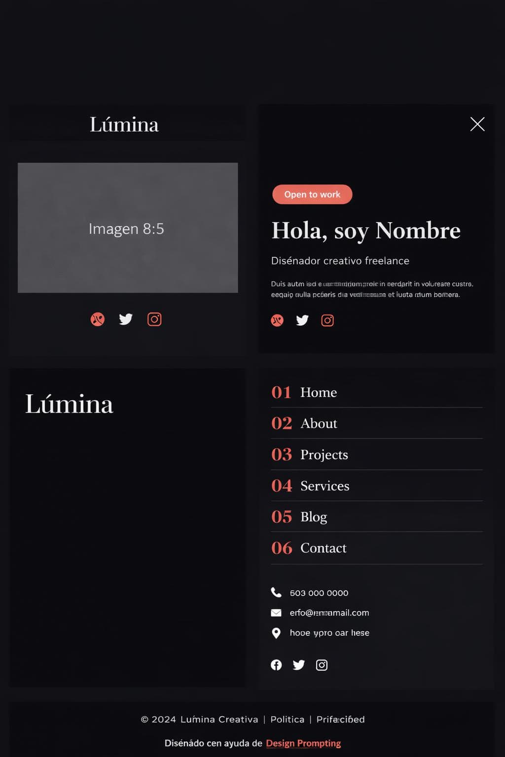 Creador Lúmina — vista previa del theme