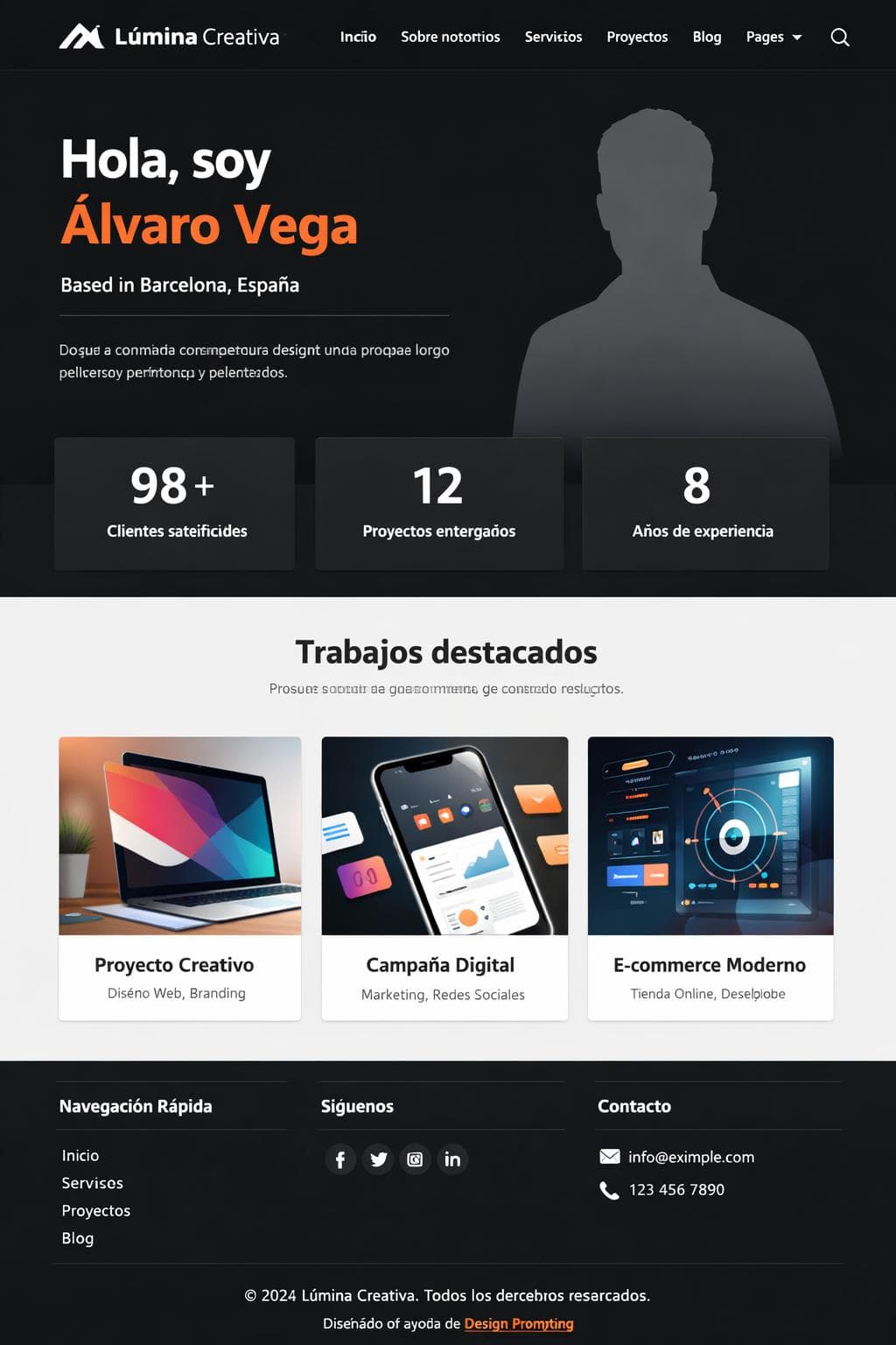 Creatividad Lúmina — vista previa del theme