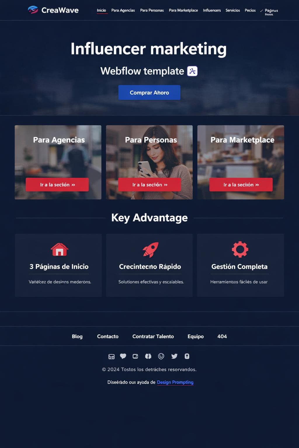 CreaWave — vista previa del theme