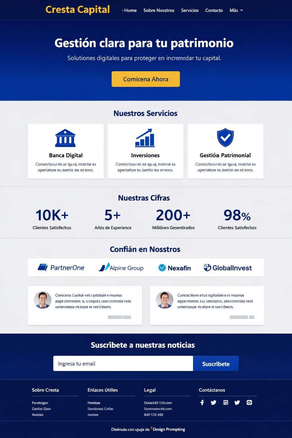 Cresta Capital — vista previa del theme