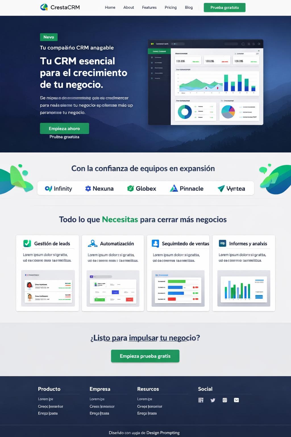 CrestaCRM — vista previa del theme