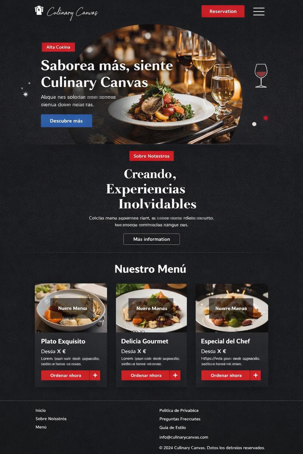 Culinary Canvas — vista previa del theme