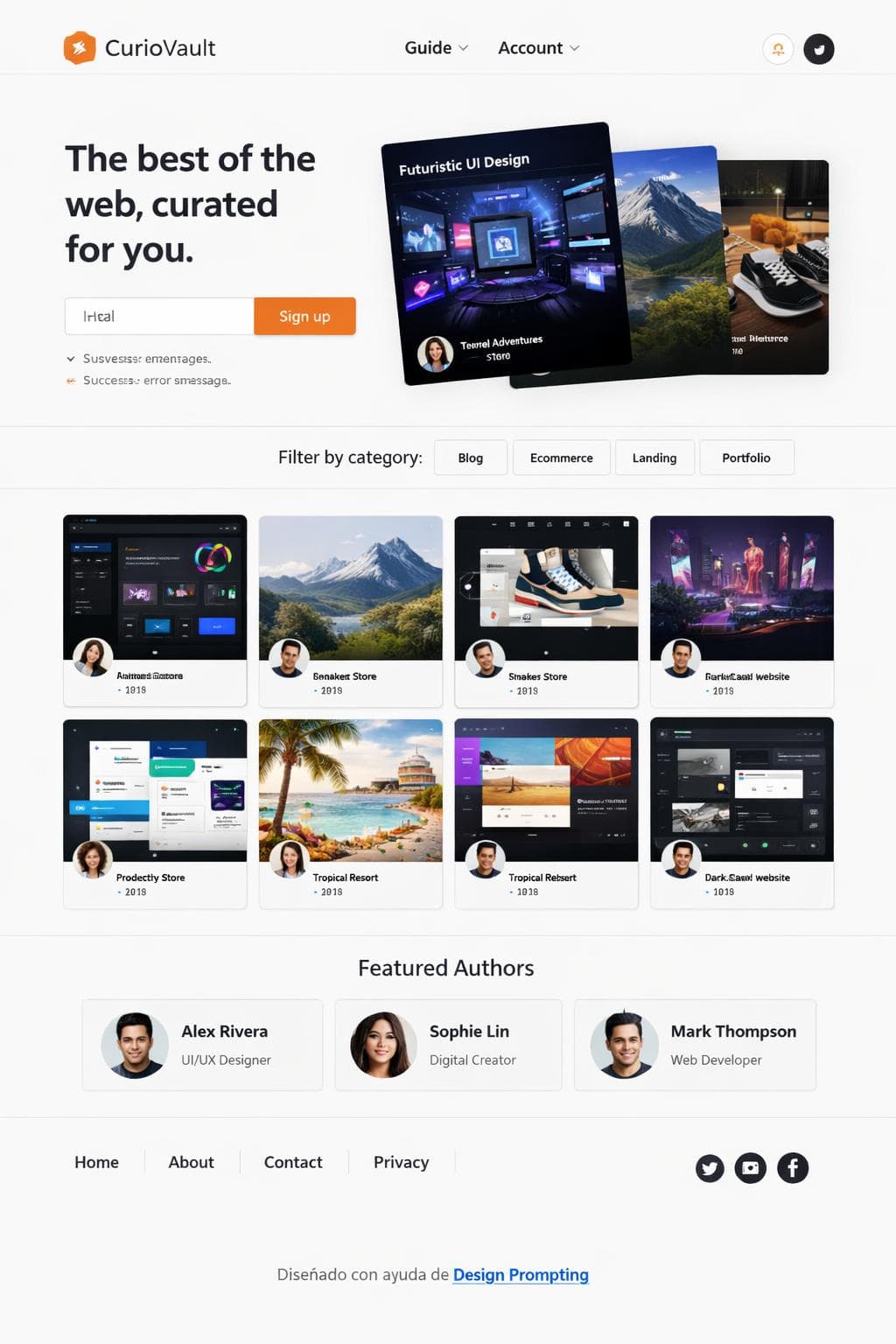 CurioVault — vista previa del theme