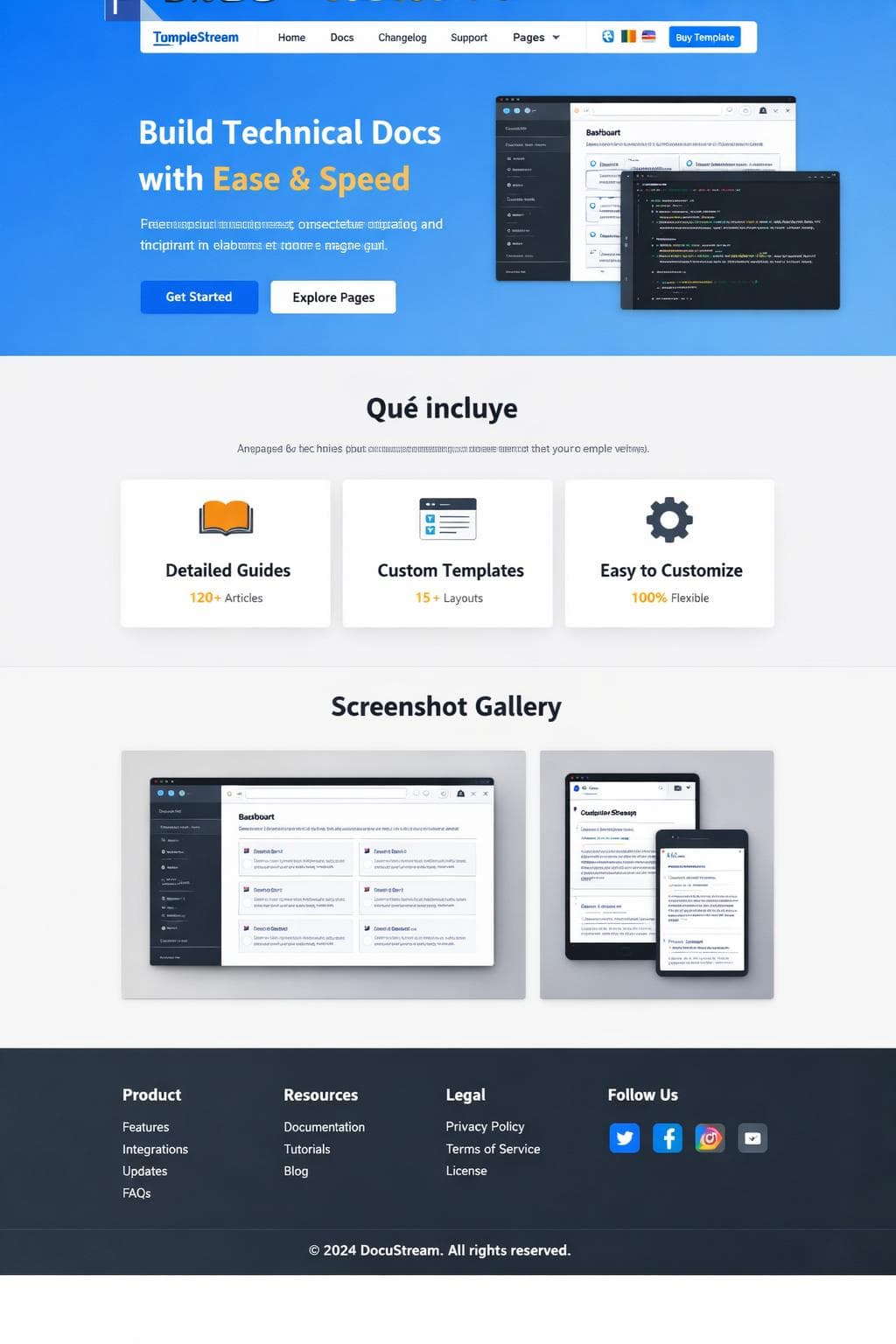 DocuStream — vista previa del theme