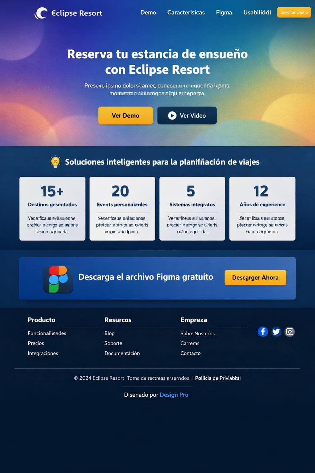 Eclipse Resort — vista previa del theme